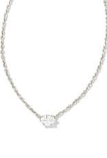 Cailin Pendant Necklace Rhod Metal White CZ