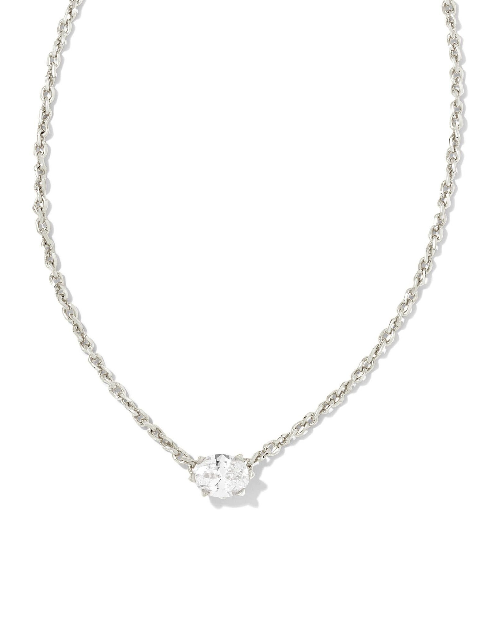 Cailin Pendant Necklace Rhod Metal White CZ