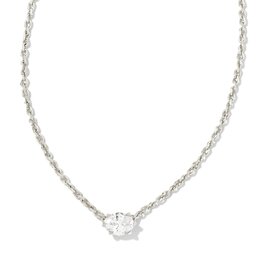 Cailin Pendant Necklace Rhod Metal White CZ