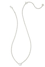 Cailin Pendant Necklace Rhod Metal White CZ