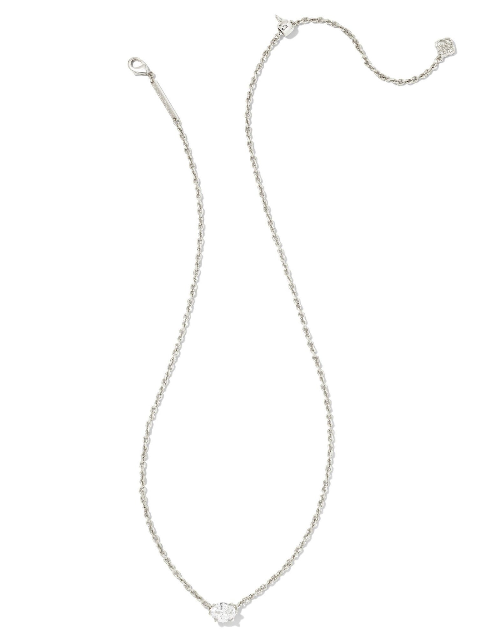 Cailin Pendant Necklace Rhod Metal White CZ
