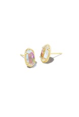 Earring Grayson Stud Gold Dichroic Glass