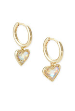Earring Ari Heart Huggie Gold Dichroic Glass