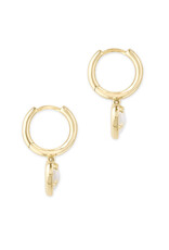 Earring Ari Heart Huggie Gold Dichroic Glass