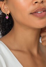 Earring Ari Heart Huggie Gold Dichroic Glass