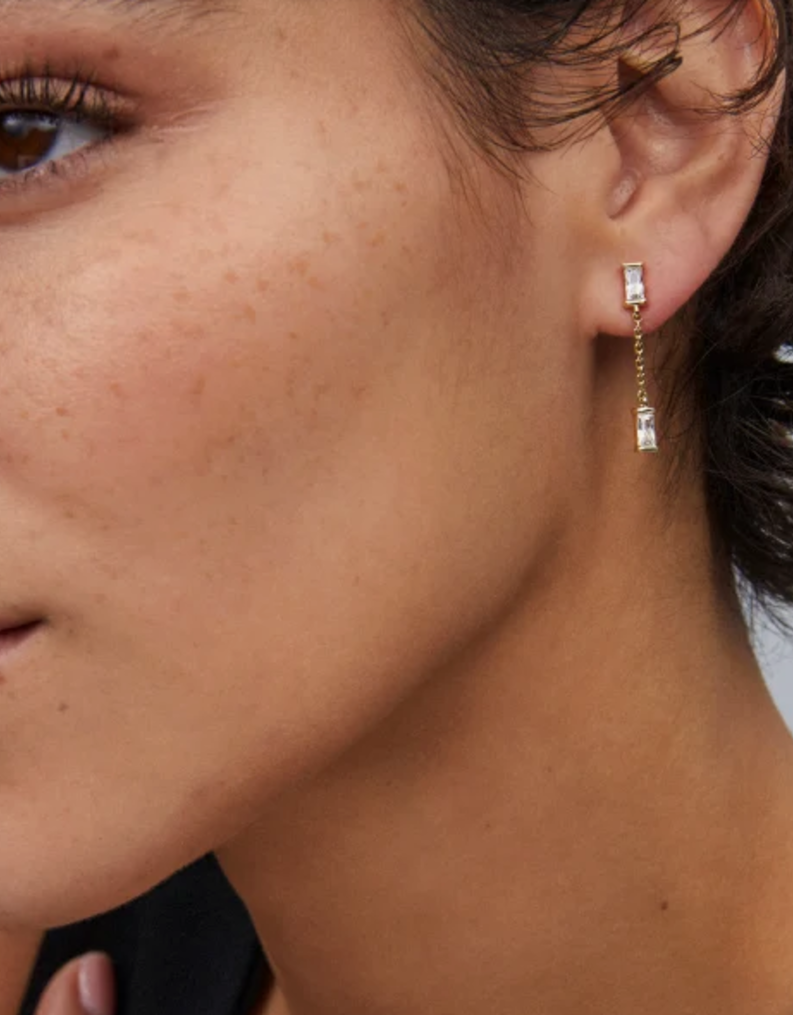 Juliette Drop Earring Gold White Crystal