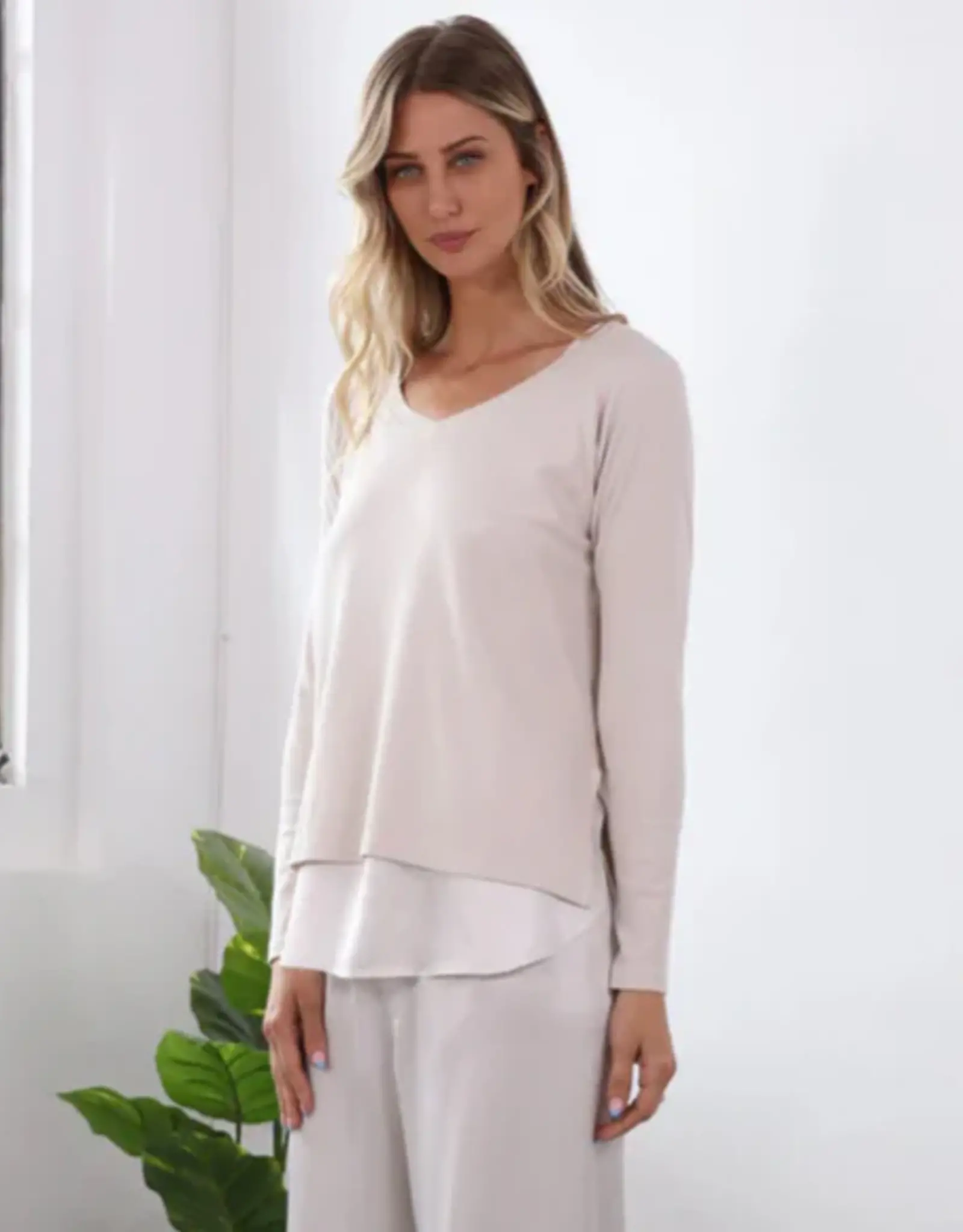 Frankie Ribbed Long Sleeve Egg Nog