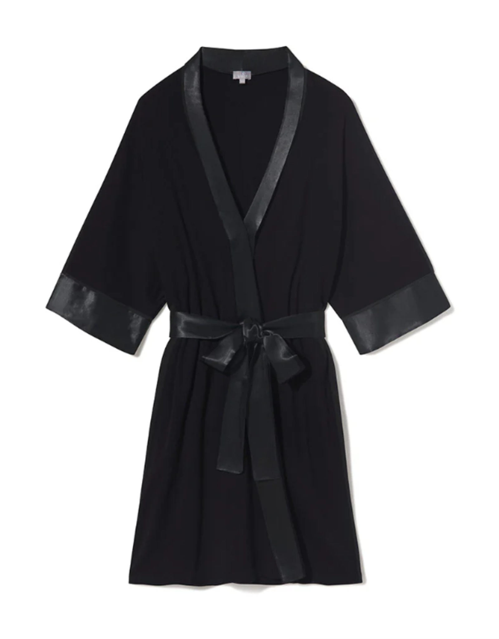 Shala Rib Knit Camono Robe Black