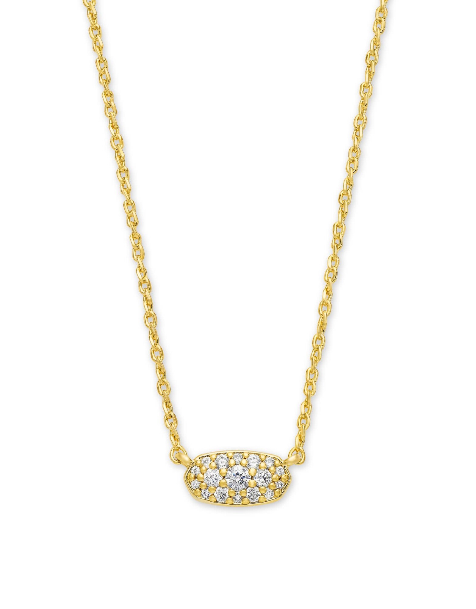 Necklace Grayson Crys Pendant Gold Metal White CZ