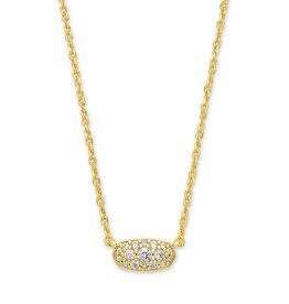 Necklace Grayson Crys Pendant Gold Metal White CZ