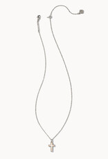 Necklace Cross Pendant Silver White Opal