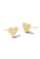 Framed Ari Heart Gold Stud Earrings