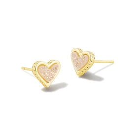 Framed Ari Heart Gold Stud Earrings