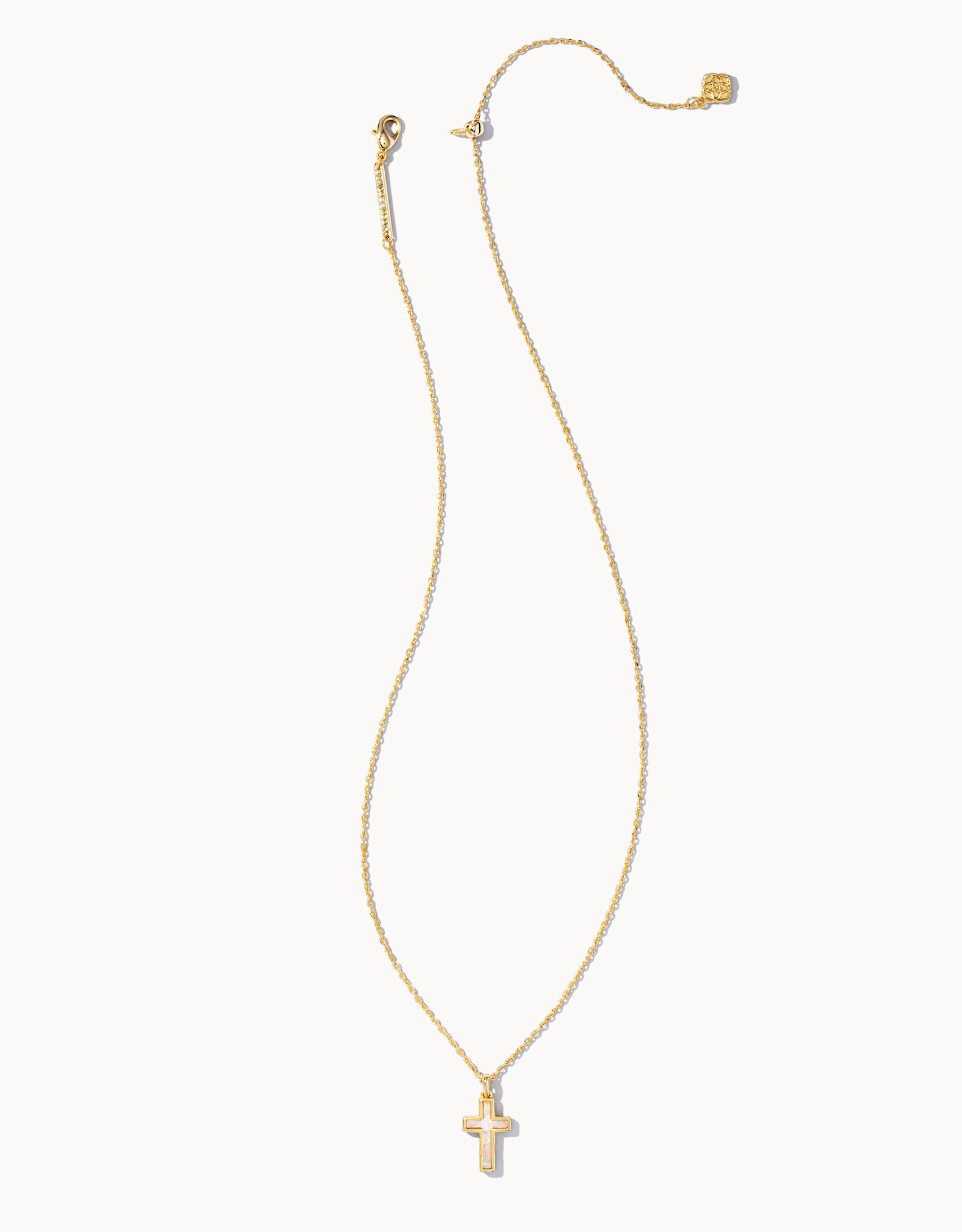 Necklace Cross Pendant Gold White Opal