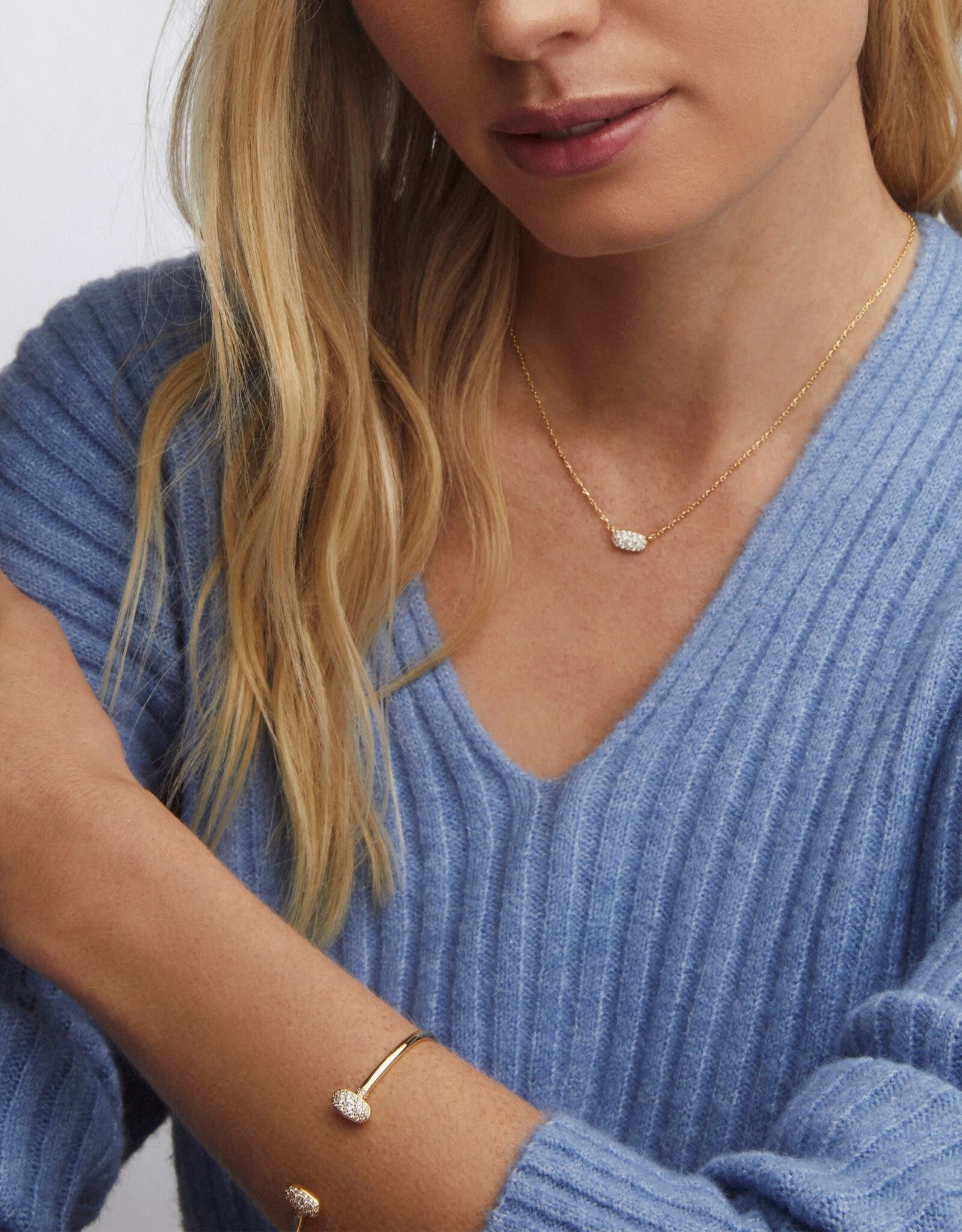 Bracelet Grayson Crys Cuff Gold Metal White CZ