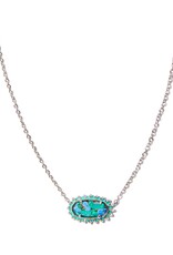 Elisa Silver Color Burst Frame Short Pendant Necklace