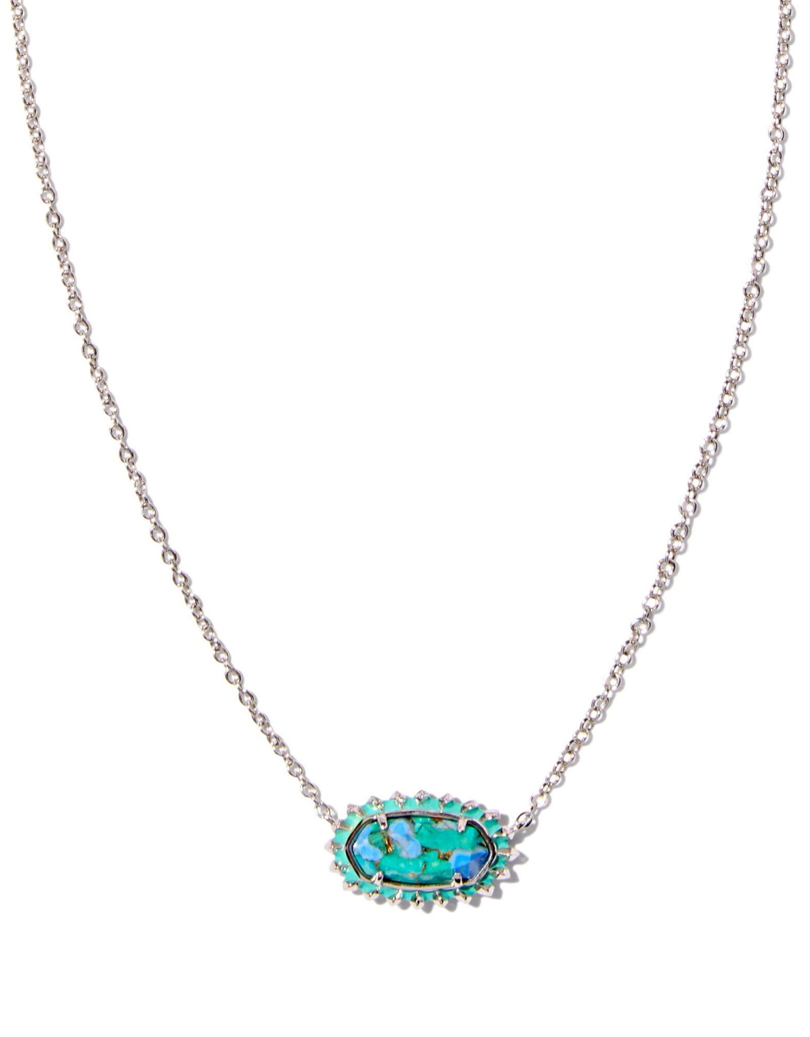 Elisa Silver Color Burst Frame Short Pendant Necklace
