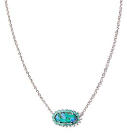 Elisa Silver Color Burst Frame Short Pendant Necklace