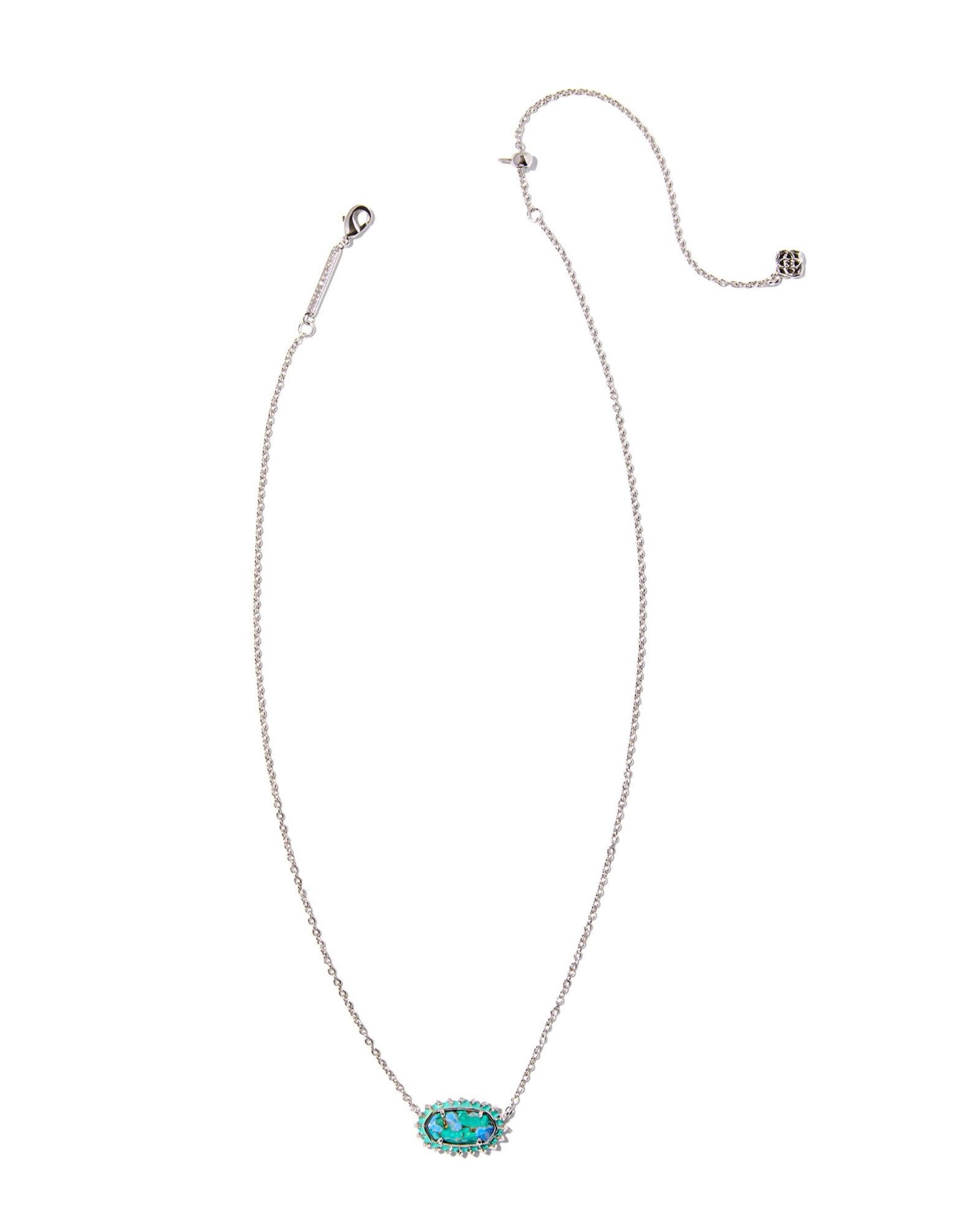 Elisa Silver Color Burst Frame Short Pendant Necklace