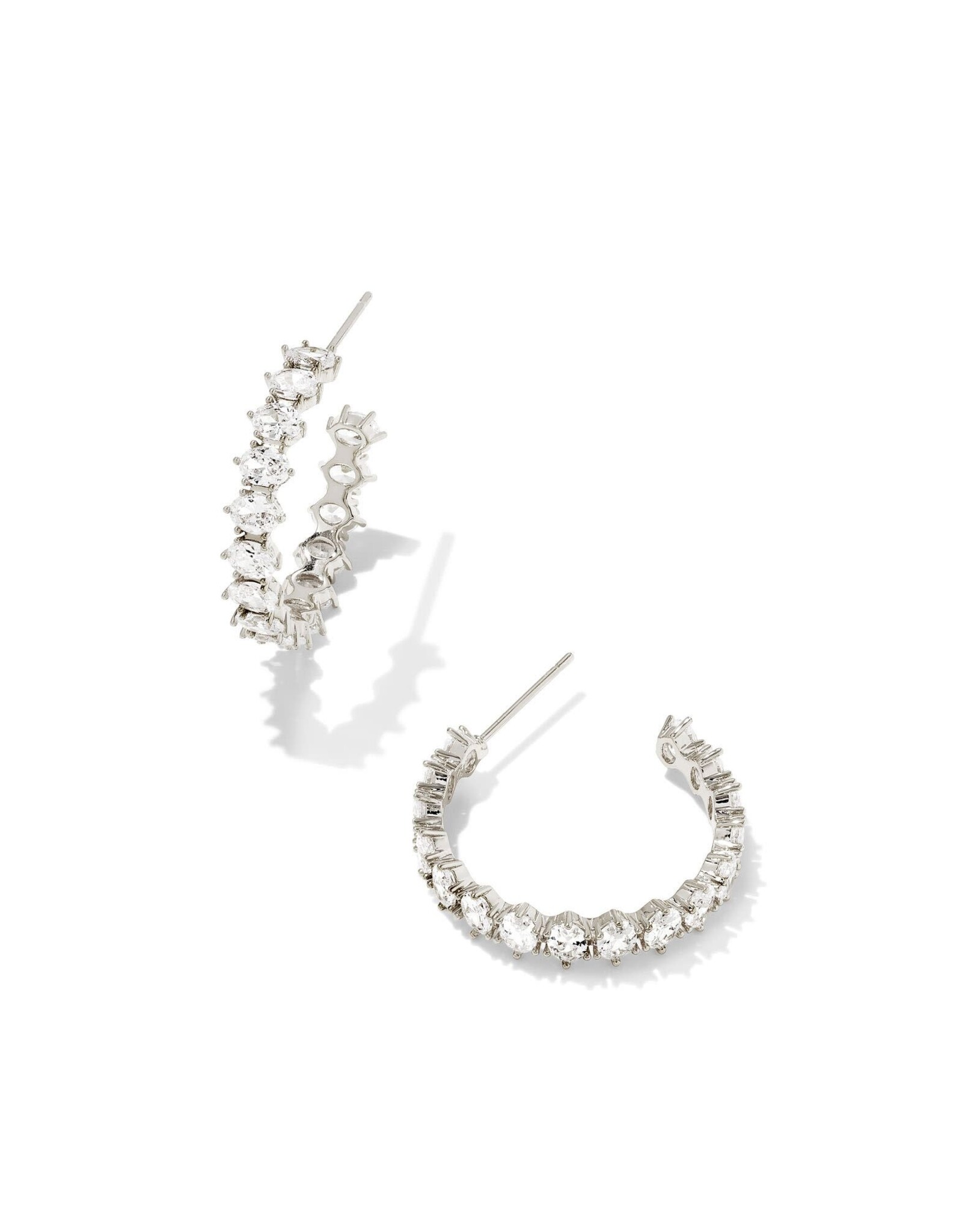 Cailin Crystal Hoop Earrings Rhod White CZ