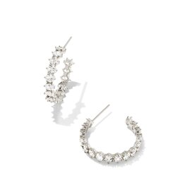 Cailin Crystal Hoop Earrings Rhod White CZ