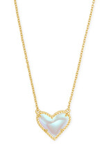 Necklace Ari Heart Short Pendant Gold Dichroic Glass
