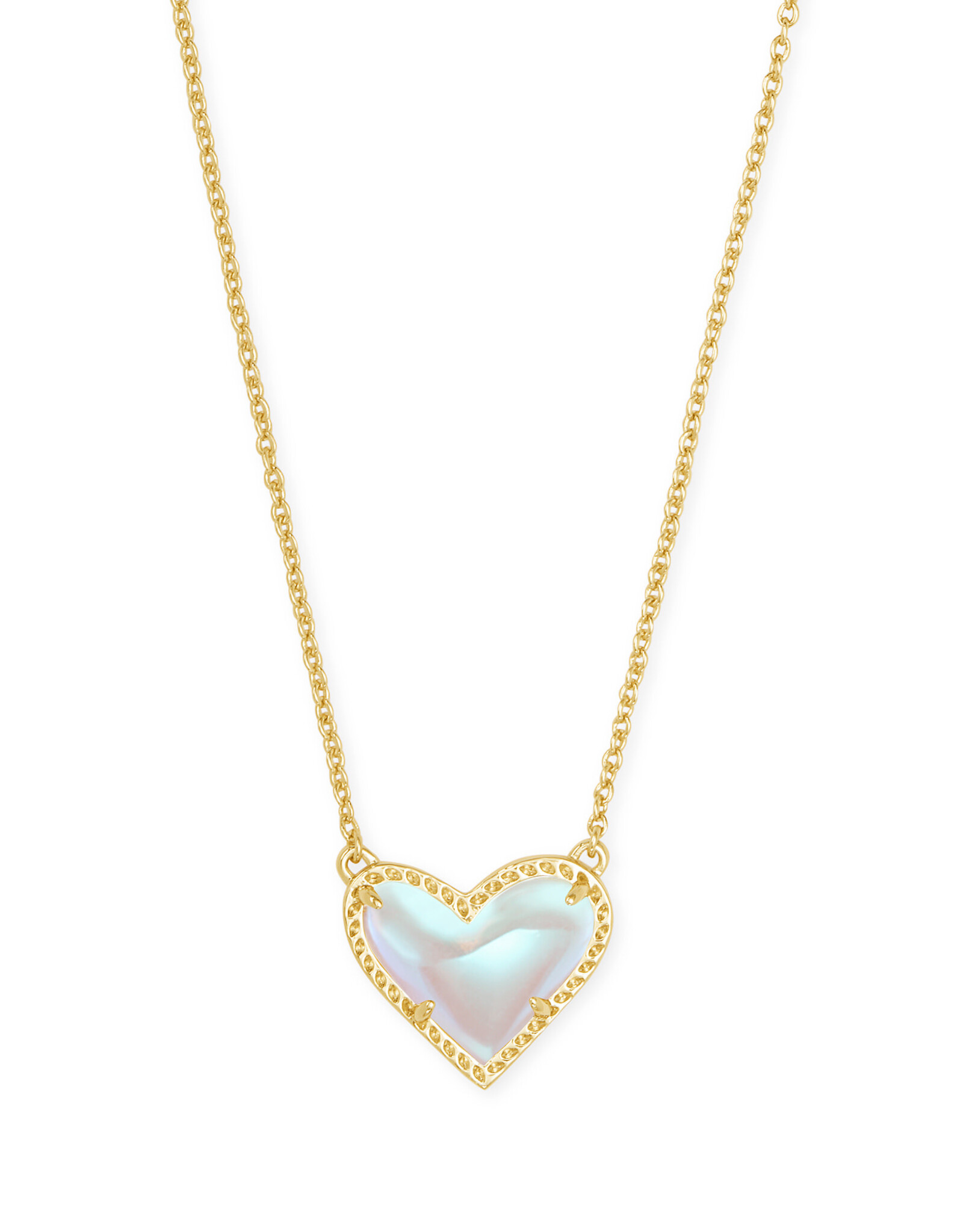 Necklace Ari Heart Short Pendant Gold Dichroic Glass