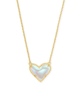 Necklace Ari Heart Short Pendant Gold Dichroic Glass