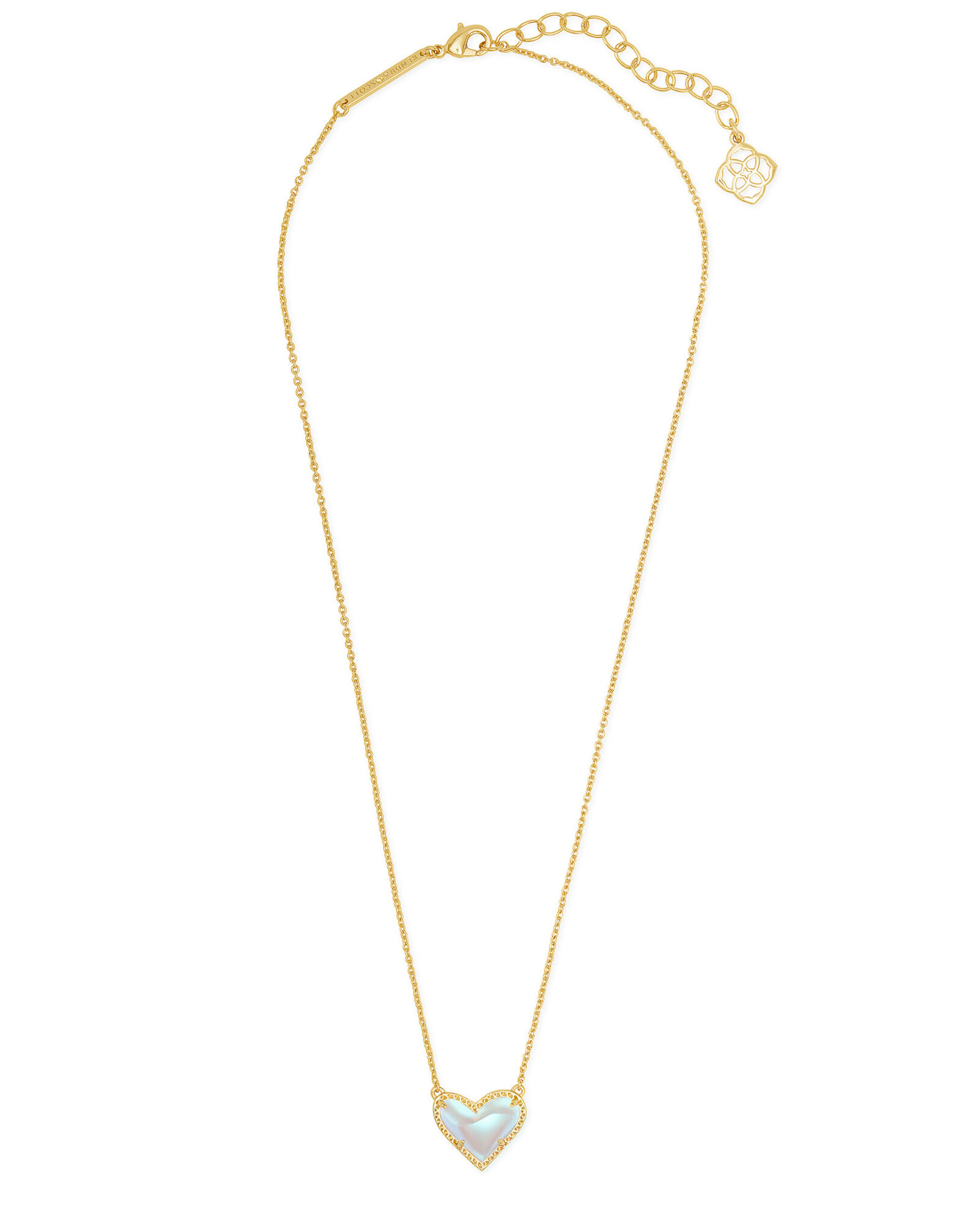 Necklace Ari Heart Short Pendant Gold Dichroic Glass