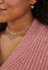 Necklace Ari Heart Short Pendant Gold Dichroic Glass