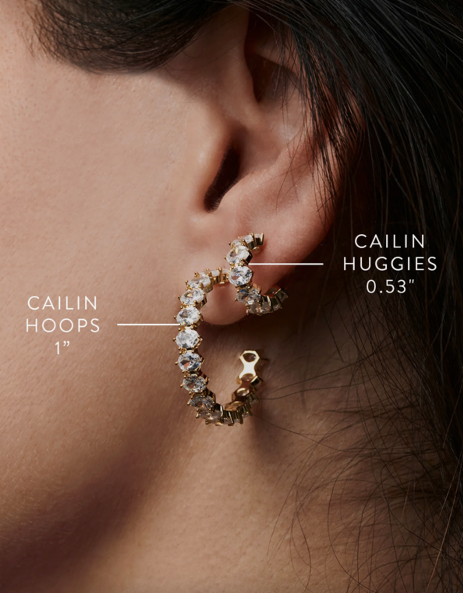 Cailin Crystal Hoop Earrings Rhod White CZ
