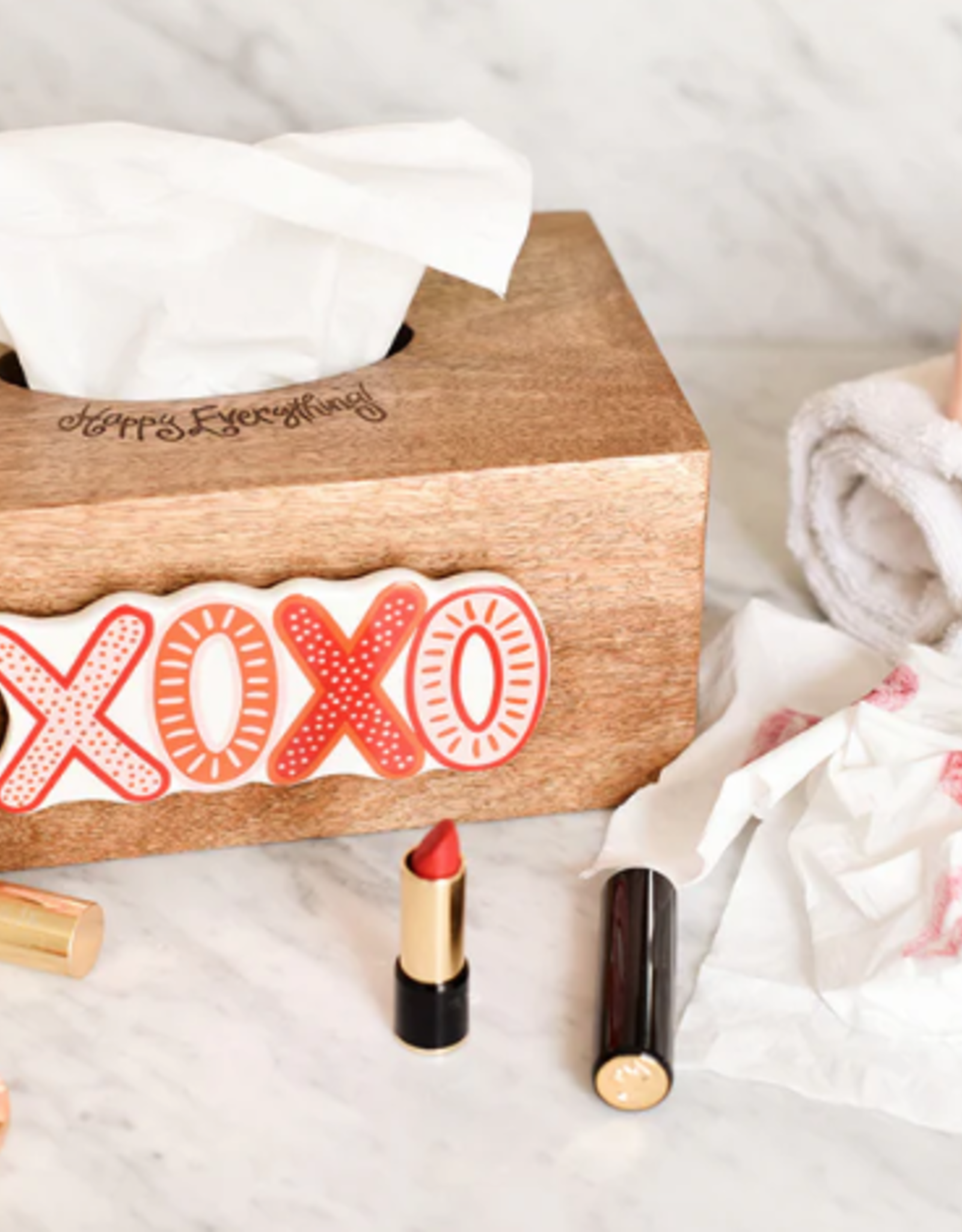 Happy Everything Mini Rectangle Wood Tissue Box Cover