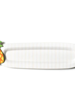Mini Skinny 17 Oval Entertaining Tray White Stripe