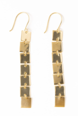 Earrings Jade Square Dangle Brass