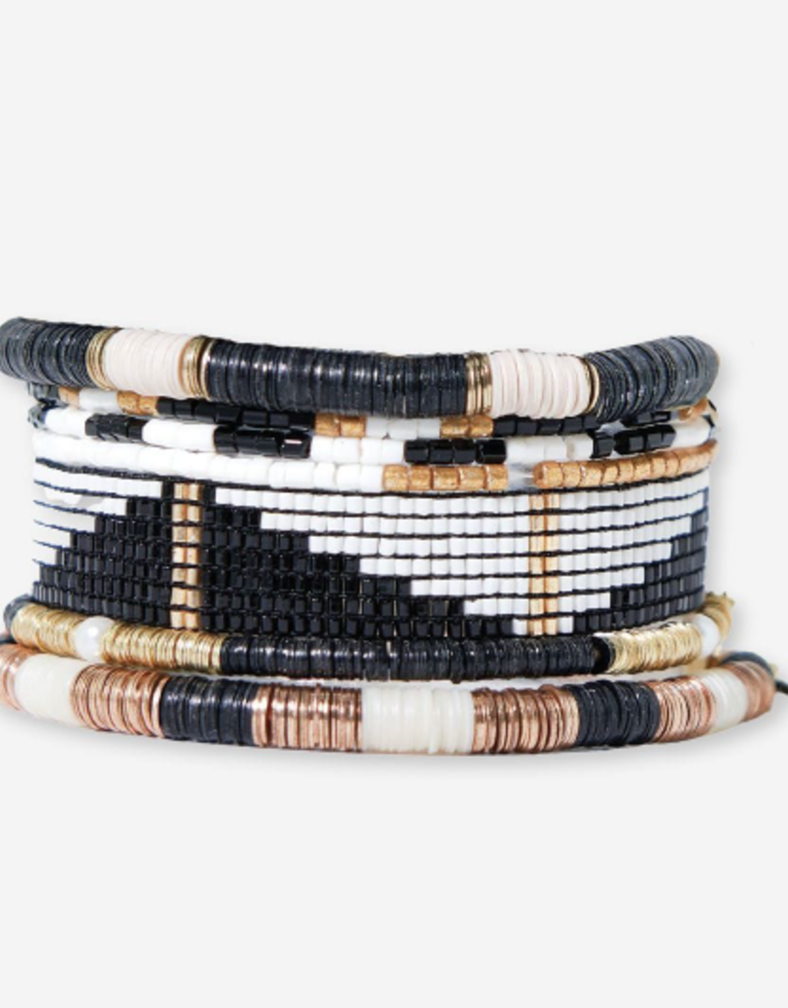 Bracelet Mixed Stack of 7 Paint It Black