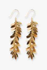 Earrings Samantha Leaf Cluster Long Dangle Brass