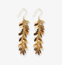 Earrings Samantha Leaf Cluster Long Dangle Brass