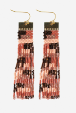 Earrings Ada Color Block Beaded Fringe Apricot/Bronze