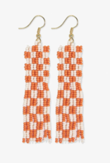 Earring Harriet Woven Gingham Fringe Orange