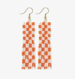 Earring Harriet Woven Gingham Fringe Orange