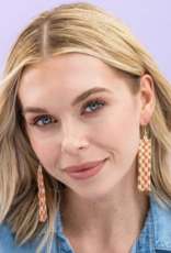 Earring Harriet Woven Gingham Fringe Orange