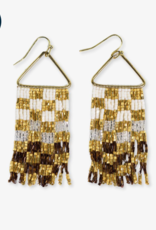 Earrings Paige Ombre Check Luxe Bead Fringe Mixed Metallic