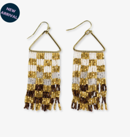 Earrings Paige Ombre Check Luxe Bead Fringe Mixed Metallic