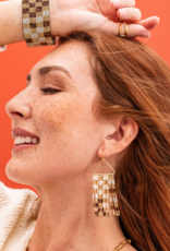 Earrings Paige Ombre Check Luxe Bead Fringe Mixed Metallic