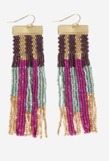 Earrings Mckenzie Brass Bar Long Fringe Ember/Gold/Mint
