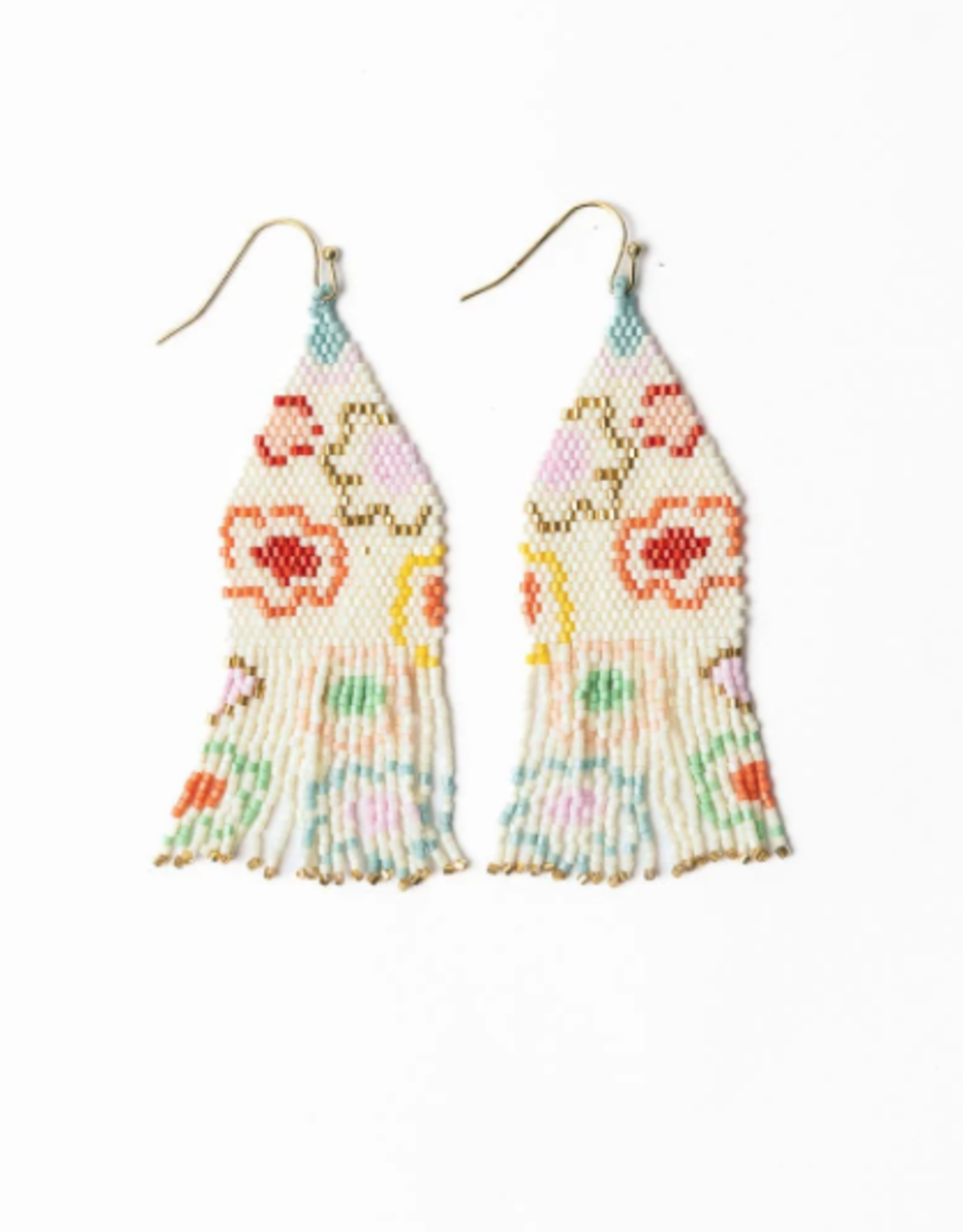 Delilah Poppies Beaded Fringe Earrings Multi