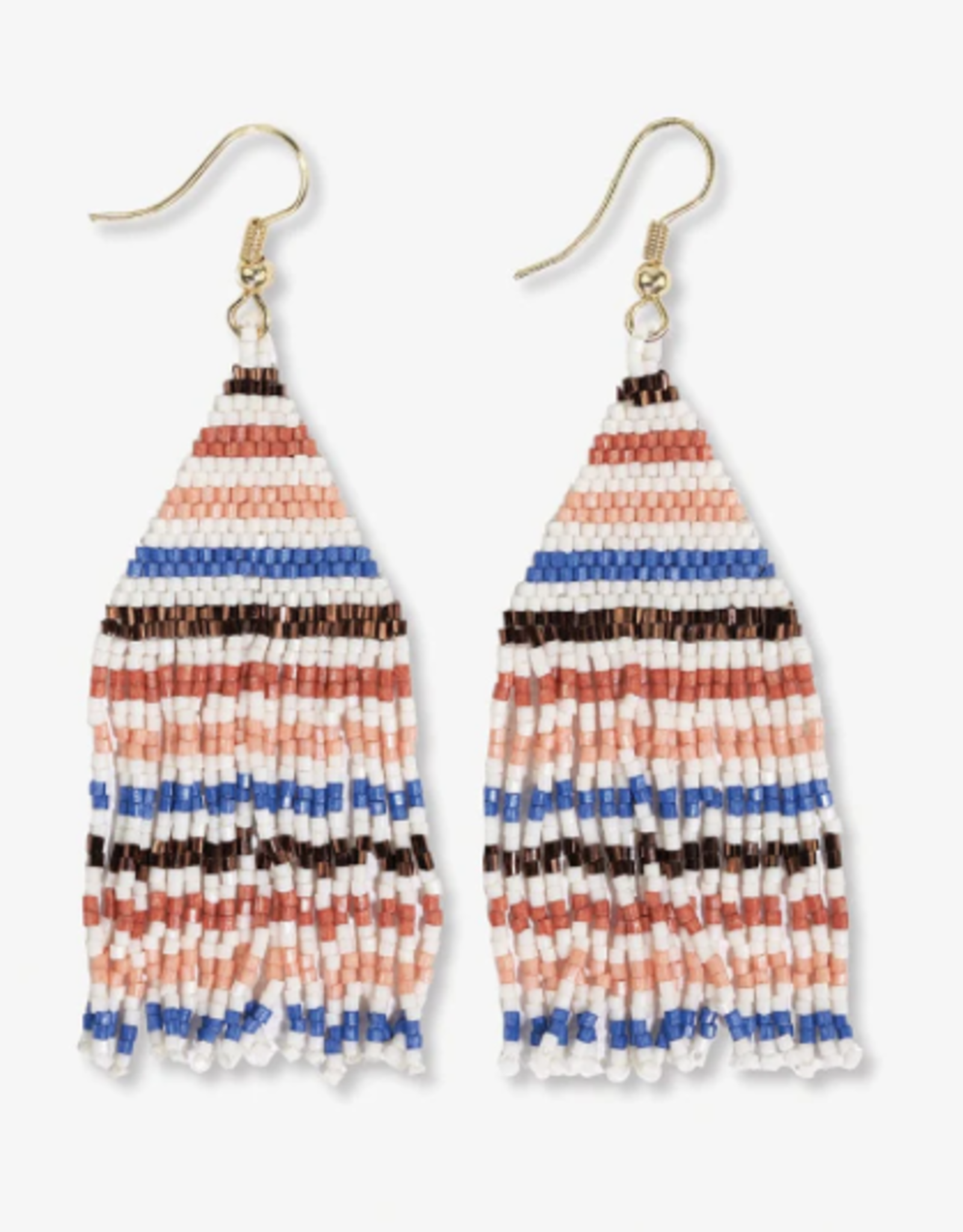 Earring Lexie Horizontal Lines Beaded Fringe Mixed Sedona