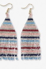 Earring Lexie Horizontal Lines Beaded Fringe Mixed Silver