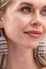 Earring Lexie Horizontal Lines Beaded Fringe Mixed Silver