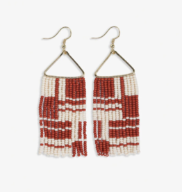 Earrings Whitney Shifting Blocks Beaded Fringe Burnt Orange